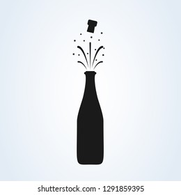 Champagne bottle explosion sign simple icon vector.