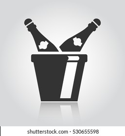 Champagne bottle explosion sign simple icon on background.