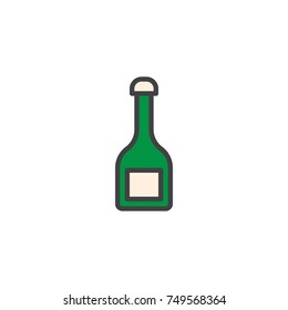 Champagne bottle filled outline icon, line vector sign, linear colorful pictogram isolated on white. Symbol, logo illustration. Pixel perfect vector graphics