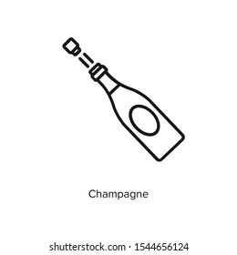 Champagne Bottle Flat Icon On White Background