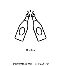 Champagne Bottle Flat Icon On White Background