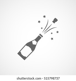 Champagne Bottle Flat Icon On White Background
