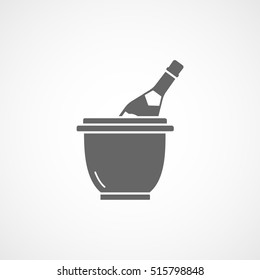 Champagne Bottle Flat Icon On White Background