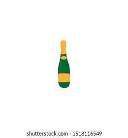 Champagne bottle flat sign simple icon on white background