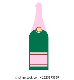 champagne bottle flat simple illustration. Lifestyle and personal activites series.
