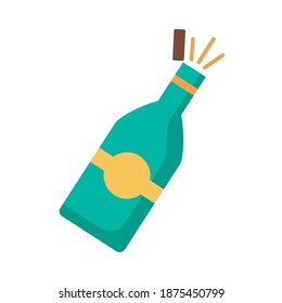 botella de champán estilo plano icono ilustración vectorial