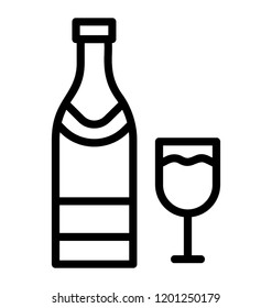 Champagne bottle with glass 