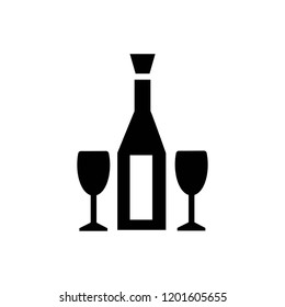 champagne bottle and glass  icon
