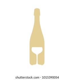 Champagne Bottle and glass loco vector