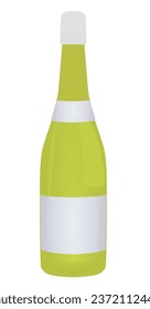 Champagne bottle with glass, vector