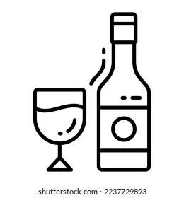 Champagne bottle with glass vector icon in trendy style