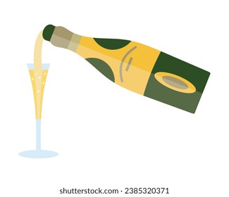 champagne bottle and glass vector isolated