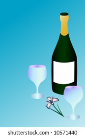 Champagne bottle and glasses