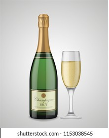 Champagne Bottle And Champagne Glasses