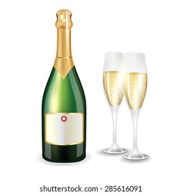 Champagne bottle and glasses