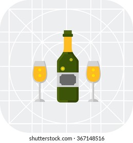 Champagne bottle and glasses
