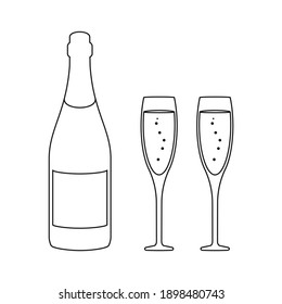 Champagne bottle and champagne glasses for event celebration concept vector