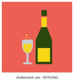 champagne Bottle and glasses Icon
