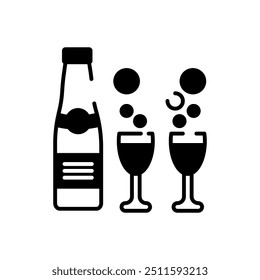 Icono de glifo de botella de champán, Ilustración vectorial