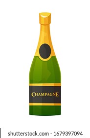 Champagne bottle with gold foil isolated on white background vector