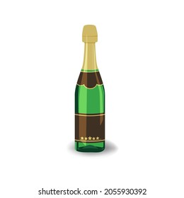 Champagne bottle with gold foil isolated on white background