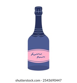 Champagne bottle. Happy holiday item. Alcohol drink. Holiday beverage. New year party.