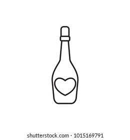 champagne bottle with heart icon illustration isolated vector sign symbol