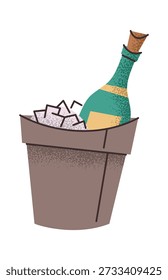 Champagne bottle in ice bucket