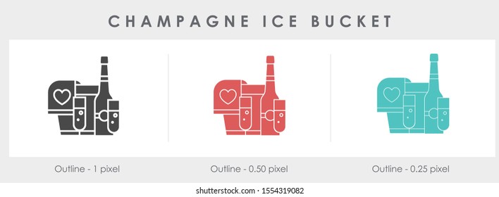 
champagne bottle in ice bucket alcohol line outline icon