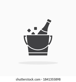Champagne bottle in ice bucket icon. For your design, logo. Vector illustration.