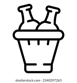 Champagne bottle ice bucket icon outline vector. Sommelier drink. Food vine