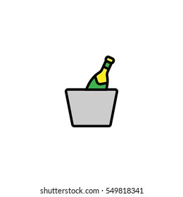 Champagne bottle in the ice bucket. Order champagne in hotel