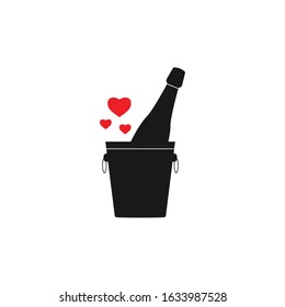 Champagne bottle with ice bucket vector icon 