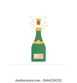 champagne bottle icon, flat colored vector. modern and minimalist design