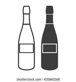 Champagne bottle icon. Flat vector illustration in black on white background. EPS 10