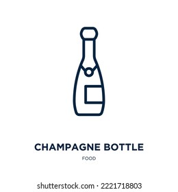 champagne bottle icon from food collection. Thin linear champagne bottle, bottle, celebration outline icon isolated on white background. Line vector champagne bottle sign, symbol for web and mobile