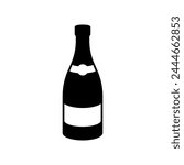 Champagne bottle icon isolated on white background.