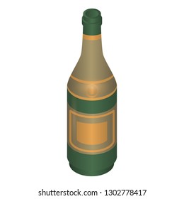 Champagne bottle icon. Isometric of champagne bottle vector icon for web design isolated on white background