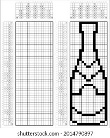 Champagne Bottle Icon Nonogram Pixel Art, Logic Puzzle Game Griddlers, Pic-A-Pix, Picture Paint By Numbers, Picross, Alcohol Beverage Bottle Vector Art Illustration