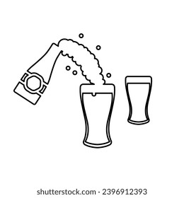 champagne bottle icon on white background, vector illustration