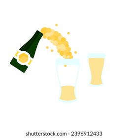 champagne bottle icon on white background, vector illustration
