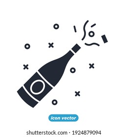 Champagne bottle icon. Champagne bottle party festival symbol template for graphic and web design collection logo vector illustration