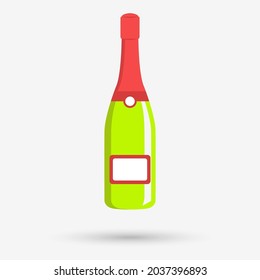 Champagne bottle icon with shadow. Vector illustration.