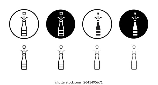 Champagne bottle icon Thin line illustration set vector