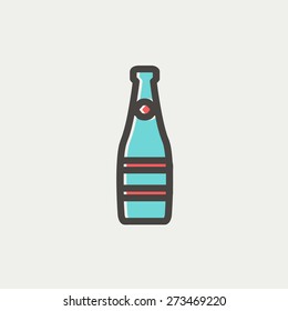 Línea delgada del icono de la botella de champán para el diseño web y móvil, minimalista moderno y plano. Icono del vector con contorno gris oscuro y color de desplazamiento en fondo gris claro.