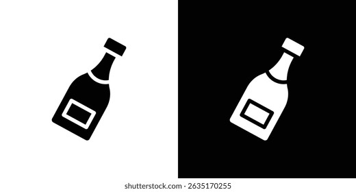Champagne bottle icon Vector in flat style. Collection silhouettes
