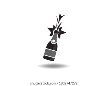 Champagne Bottle icon Vector illustration. Champagne explosion symbol. emblem isolated on white background, Flat style for graphic, logo. EPS10 pictogram.