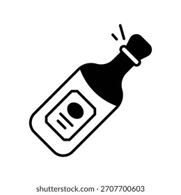 Icono de botella de champán con fondo blanco Vector Ilustración de stock