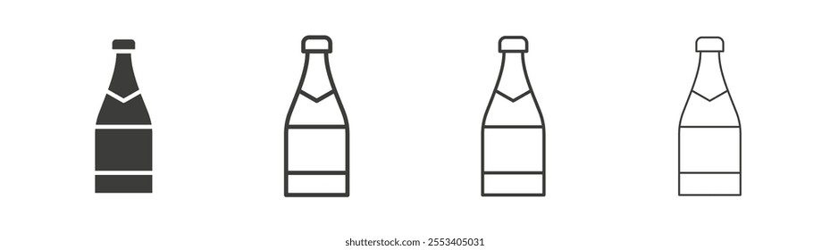 Champagne bottle icons collection. vector set in black color