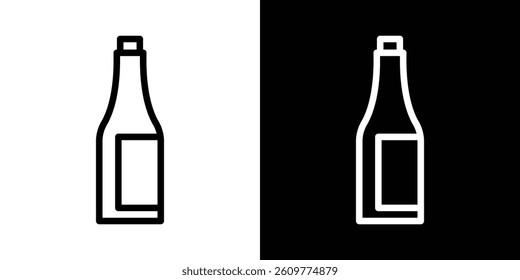 Champagne bottle icons vector set in stroke line style